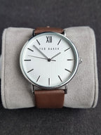 Ted Baker Men's 43 Mm Phylipa Gents, Silver/White/Brown, One Size, 43 mm Phylipa Gents