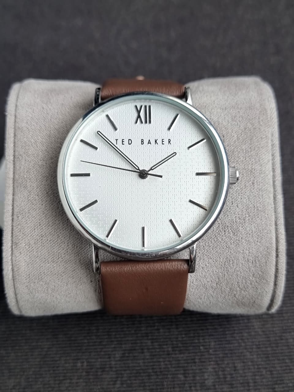Ted Baker Men's 43 Mm Phylipa Gents, Silver/White/Brown, One Size, 43 mm Phylipa Gents