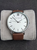 Ted Baker Men's 43 Mm Phylipa Gents, Silver/White/Brown, One Size, 43 mm Phylipa Gents