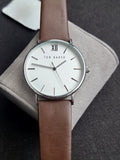 Ted Baker Men's 43 Mm Phylipa Gents, Silver/White/Brown, One Size, 43 mm Phylipa Gents