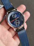 Ted Baker Brixam leather strap watch in navy and silver 40mm
