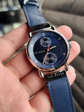Ted Baker Brixam leather strap watch in navy and silver 40mm