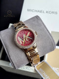 MICHAEL KORS Camille Quartz Crystal Red Dial Ladies Watch Item No. MK7196