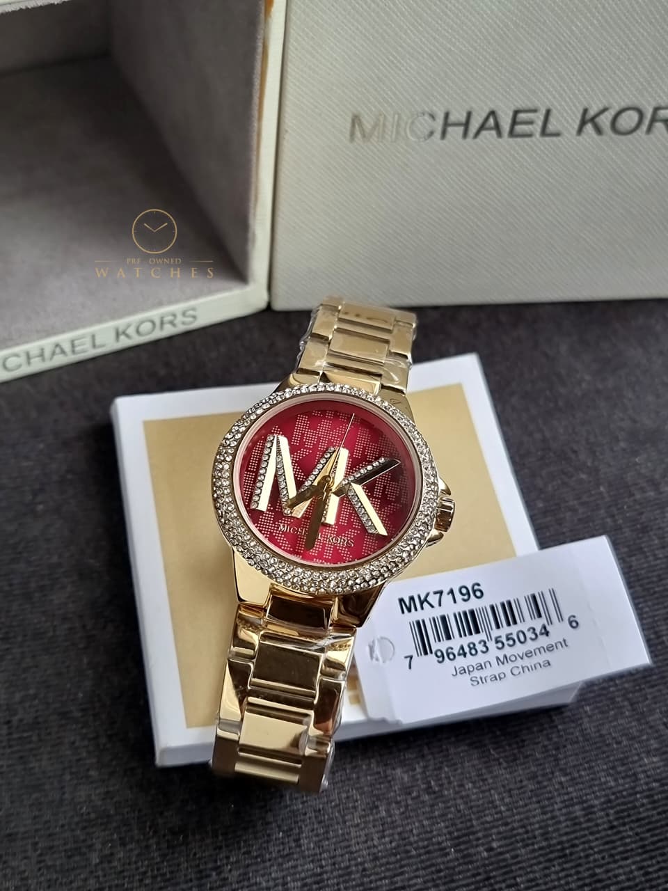 MICHAEL KORS Camille Quartz Crystal Red Dial Ladies Watch Item No. MK7196