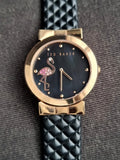 Ted baker Ladies Watch Black Leather Strap Black Dial Quartz Watch