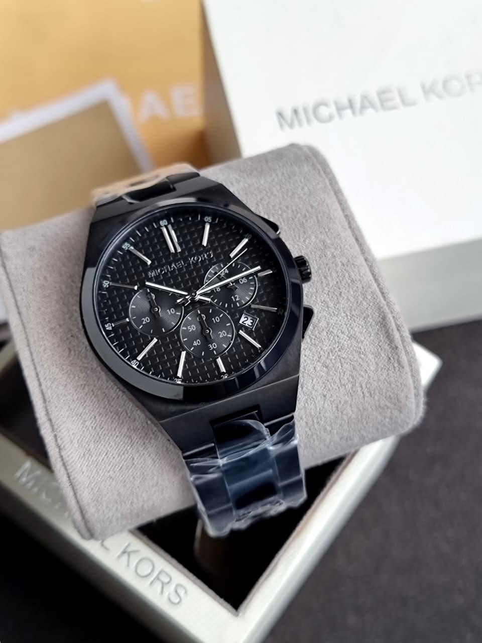 Michael Kors Lennox Chronograph Black Stainless Steel Men's Watch (Model: MK9146) (Without Tag )
