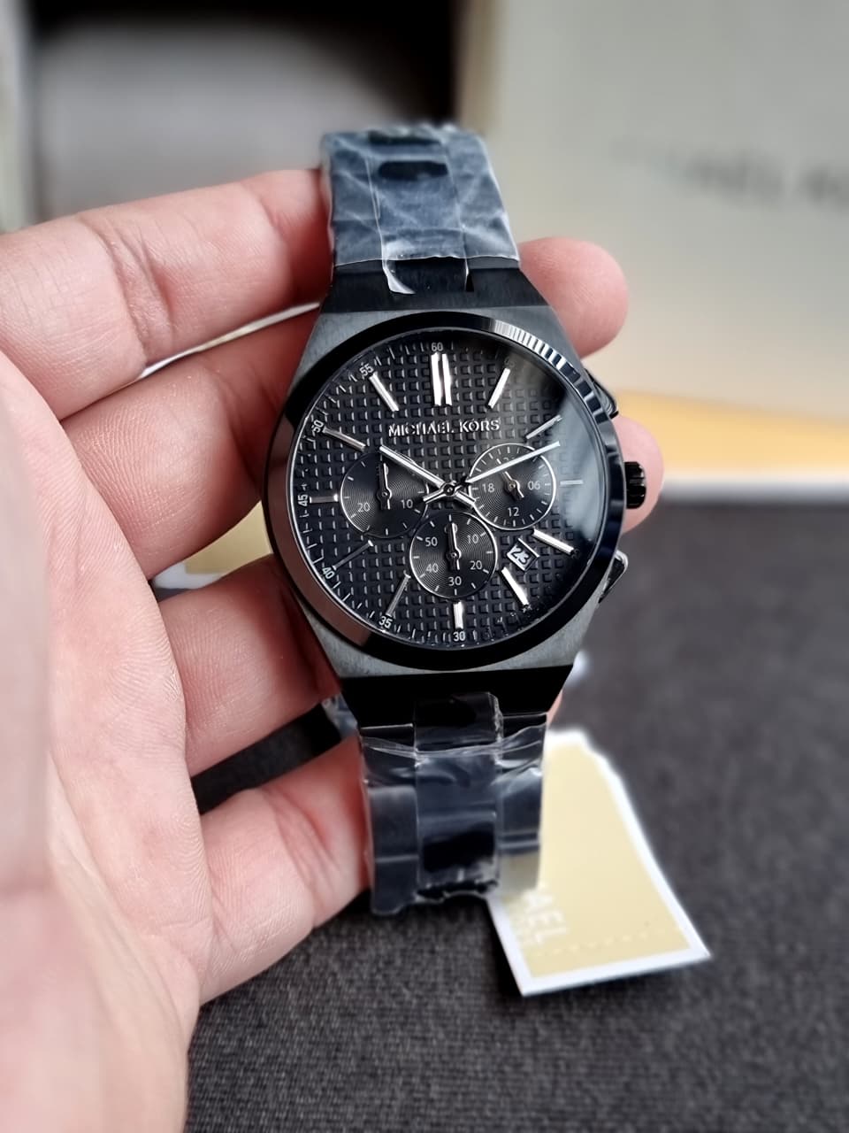 Michael Kors Lennox Chronograph Black Stainless Steel Men's Watch (Model: MK9146) (Without Tag )