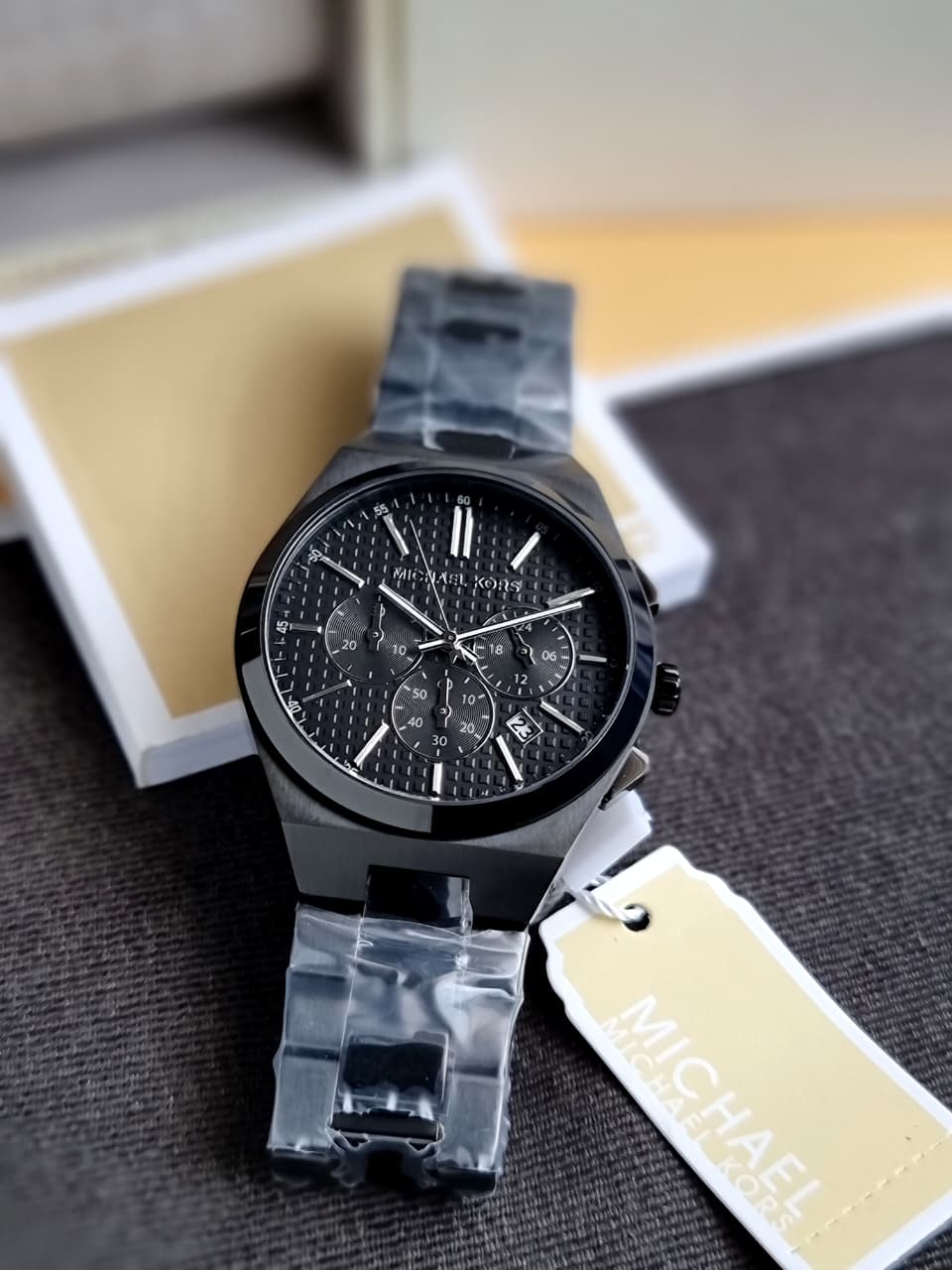 Michael Kors Lennox Chronograph Black Stainless Steel Men's Watch (Model: MK9146) (Without Tag )
