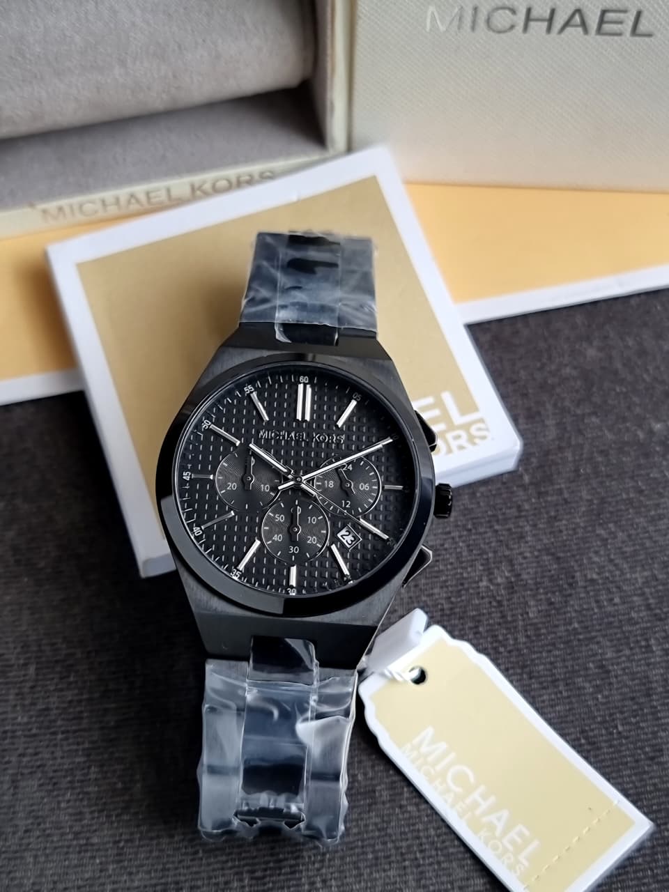 Michael Kors Lennox Chronograph Black Stainless Steel Men's Watch (Model: MK9146) (Without Tag )