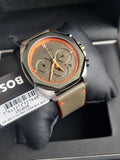 Hugo Boss Men’s Quartz Olive Green Leather Strap Olive Green Dial 45mm Watch 1514018
