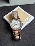 Michael Kors Mini Lenox Rose Gold Stainless Steel Silver Dial Quartz Watch for Ladies - MK7279