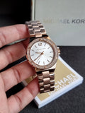 Michael Kors Mini Lenox Rose Gold Stainless Steel Silver Dial Quartz Watch for Ladies - MK7279