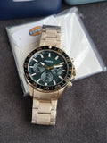 Fossil Bannon Multifunction Gold Stainless Steel Green Dial Chronograph Quartz Watch for Gents - BQ2493