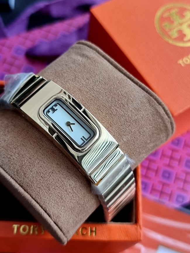 Tory Burch Women’s Quartz Gold Stainless Steel Cream Dial 18mm Watch TBW3045 Hover Image