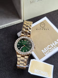 Michael Kors Lennox Watch for Women, Gold Tone Quartz Three Hand Movement with Stainless Steel Strap