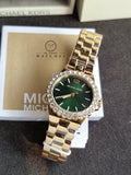 Michael Kors Lennox Watch for Women, Gold Tone Quartz Three Hand Movement with Stainless Steel Strap