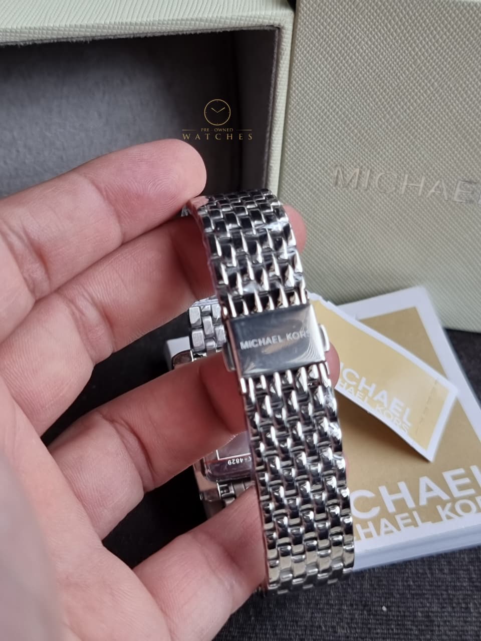 Michael Kors Emery Women's Watch, Rectangular Stainless Steel Watch for Women with Steel mk4829
