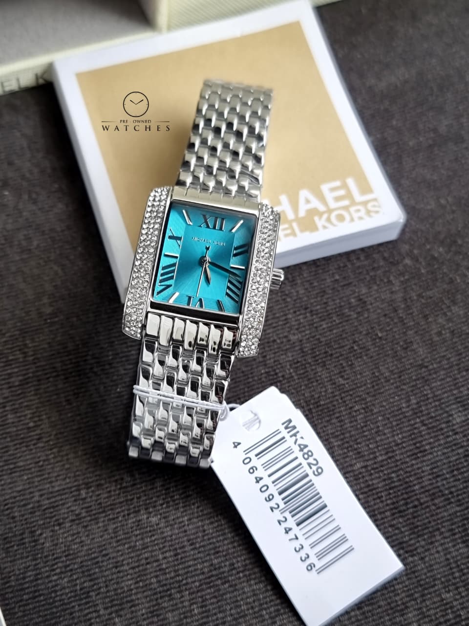 Michael Kors Emery Women's Watch, Rectangular Stainless Steel Watch for Women with Steel mk4829