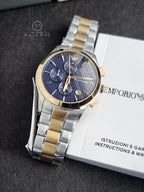 Emporio Armani Paolo Two-tone Stainless Steel Blue Dial Chronograph Quartz Watch for Gents - AR11579
