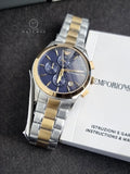 Emporio Armani Paolo Two-tone Stainless Steel Blue Dial Chronograph Quartz Watch for Gents - AR11579