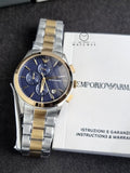 Emporio Armani Paolo Two-tone Stainless Steel Blue Dial Chronograph Quartz Watch for Gents - AR11579