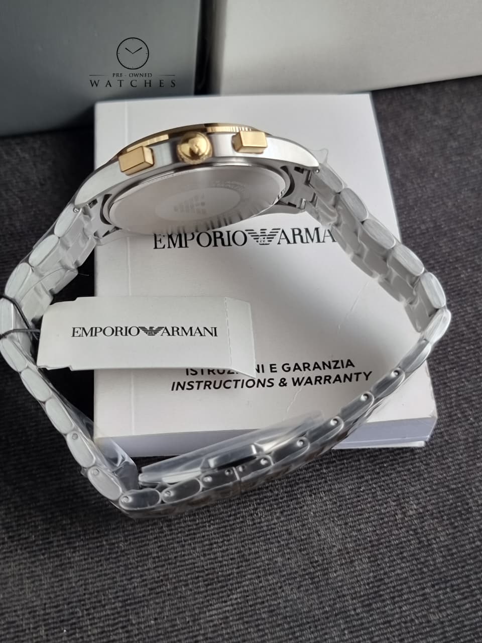 Emporio Armani Paolo Two-tone Stainless Steel Blue Dial Chronograph Quartz Watch for Gents - AR11579