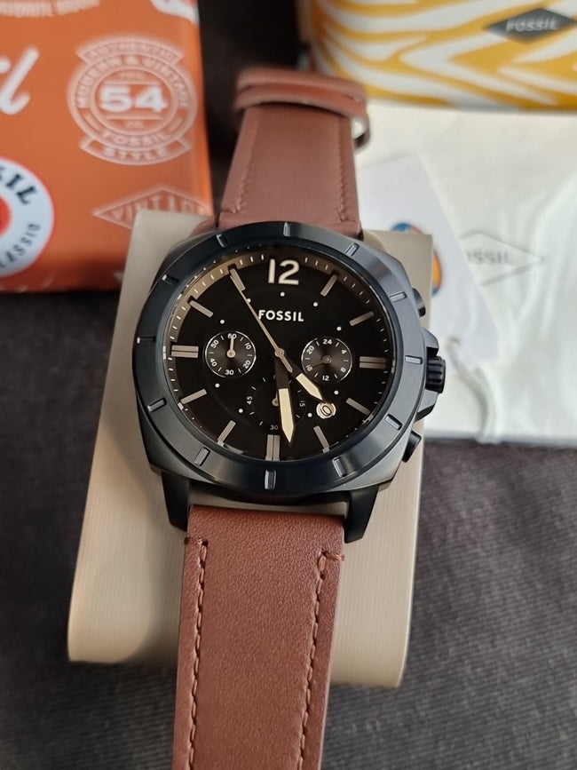 Fossil Privateer Chronograph Brown Leather Watch - BQ2820 Hover Image