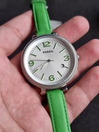 Fossil es3303 Ladies Watch Green Leather Strap Quartz Watch (BACK PLAIN ) Without BOX