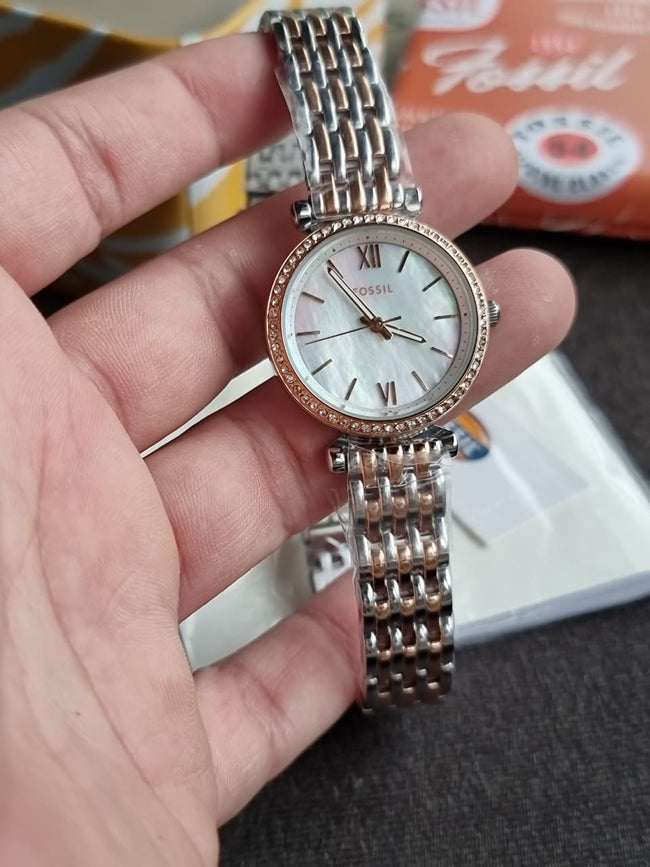 FOSSIL  Carlie Mini Mother of Pearl Dial Two-tone Ladies Watch ES4649 Hover Image