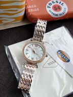 FOSSIL  Carlie Mini Mother of Pearl Dial Two-tone Ladies Watch ES4649
