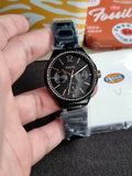 Fossil Bq2465 Ladies Watch Black Dial Black Casing Cosmograph Quartz Wath