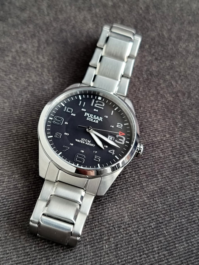 Pulsar Solor Operated Black Dial 39mm Quartz Watch Hover Image
