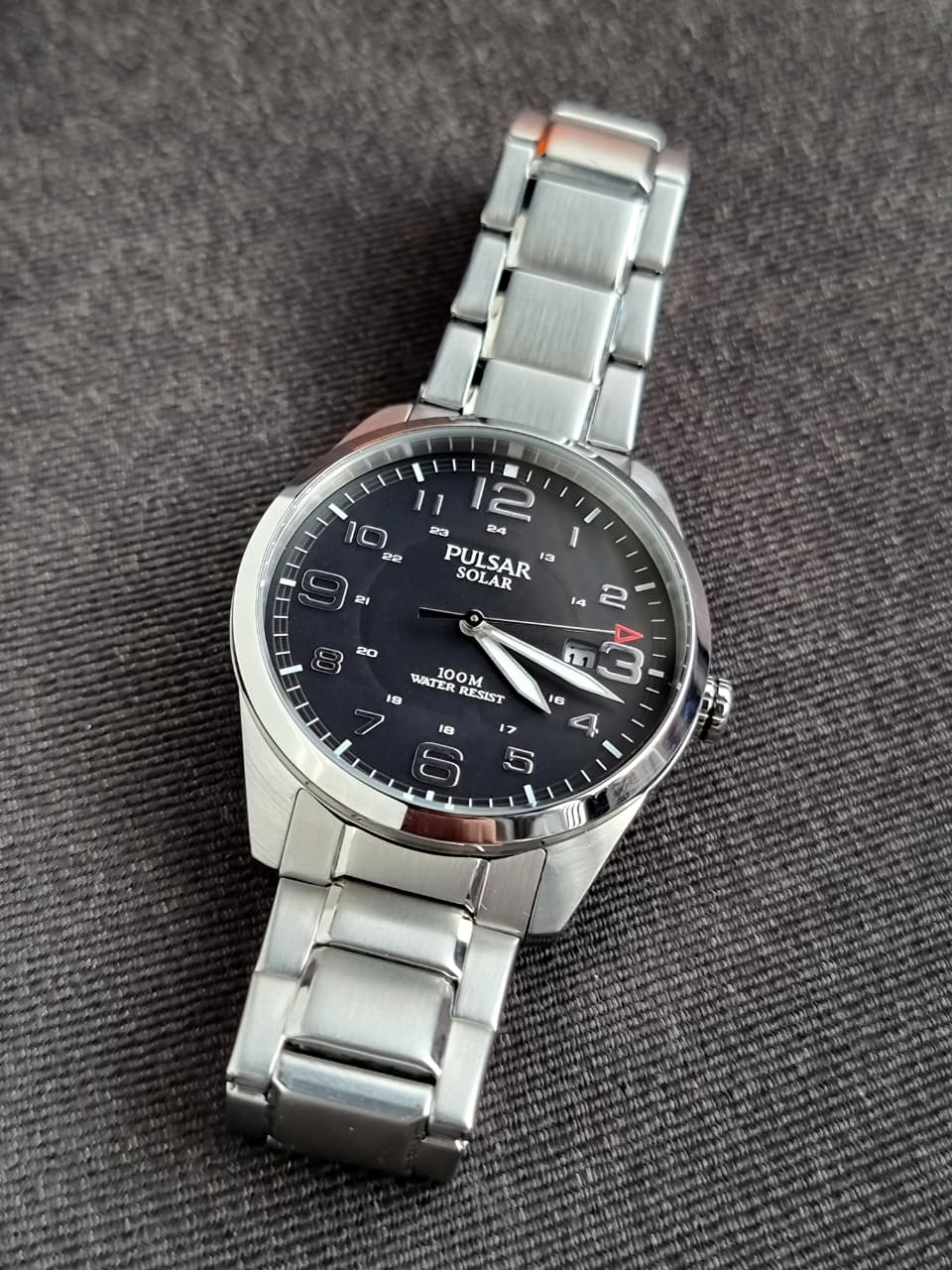 Pulsar Solor Operated Black Dial 39mm Quartz Watch
