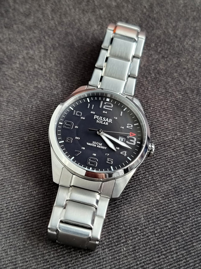 Pulsar Solor Operated Black Dial 39mm Quartz Watch Main Image