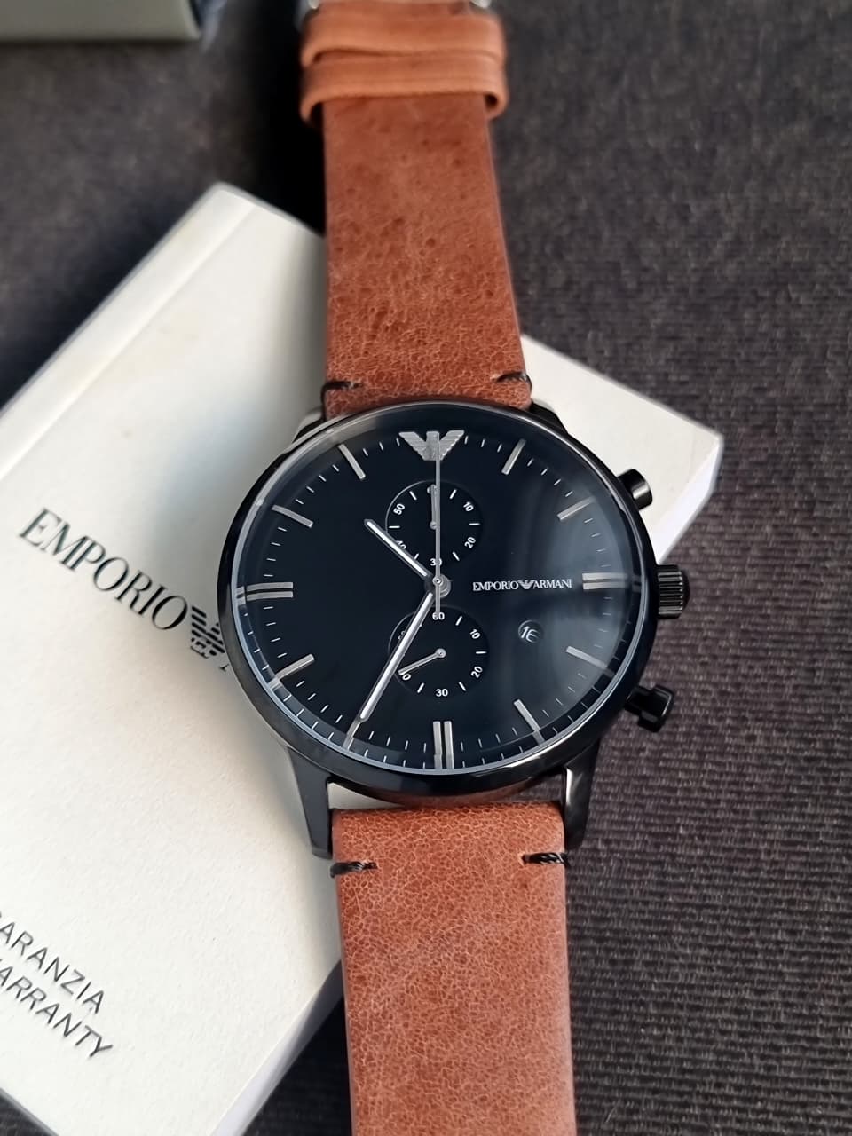 EMPORIO ARMANI Black Dial Black Stainless Steel Chronograph Watch For Gents - AR1934