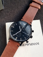 EMPORIO ARMANI Black Dial Black Stainless Steel Chronograph Watch For Gents - AR1934