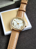 Michael Kors Sage Three-Hand Peanut Croco Embossed Leather Watch mk4819