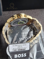HUGO BOSS Allure Gold Stainless Steel Green Dial Chronograph Quartz Watch for Gents - 1513923