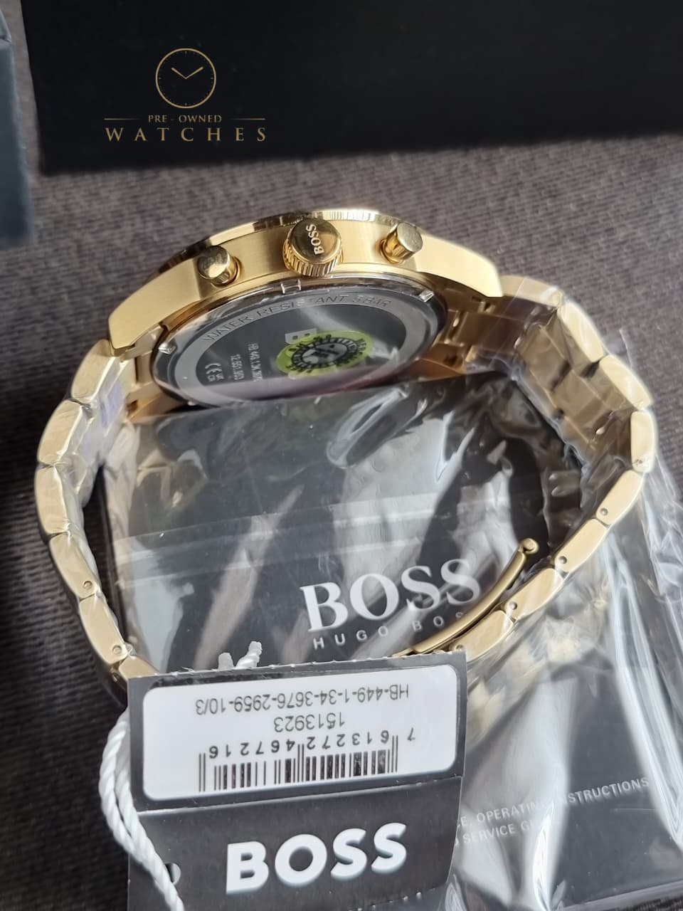 HUGO BOSS Allure Gold Stainless Steel Green Dial Chronograph Quartz Watch for Gents - 1513923