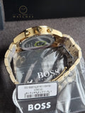 HUGO BOSS Allure Gold Stainless Steel Green Dial Chronograph Quartz Watch for Gents - 1513923