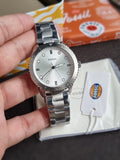 Fossil Bq3885 Ladies Watch Silver Casing White Dial Quartz Watch