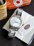 Fossil Bq3885 Ladies Watch Silver Casing White Dial Quartz Watch