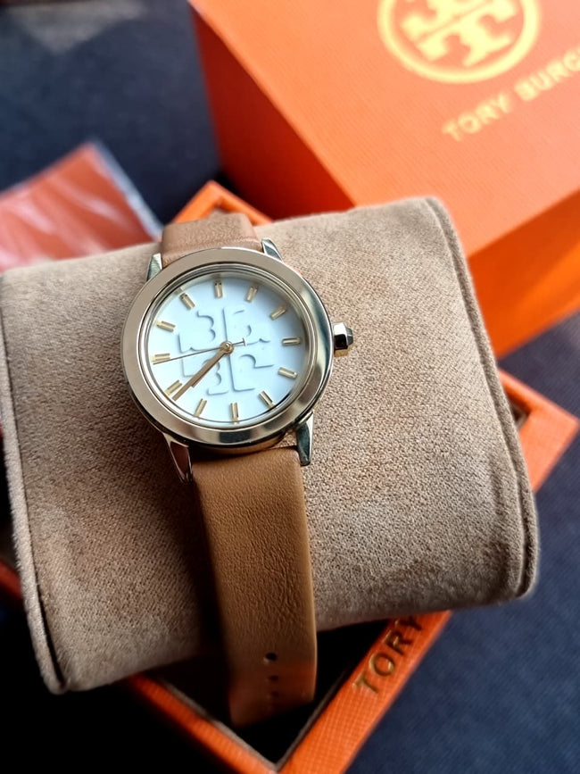 Tory Burch Women Gigi Goldtone Stainless Steel Leather Strap Watch Gift Set -TBW2031 Main Image