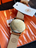 Tory Burch Women Gigi Goldtone Stainless Steel Leather Strap Watch Gift Set -TBW2031