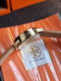 Tory Burch Women Gigi Goldtone Stainless Steel Leather Strap Watch Gift Set -TBW2031