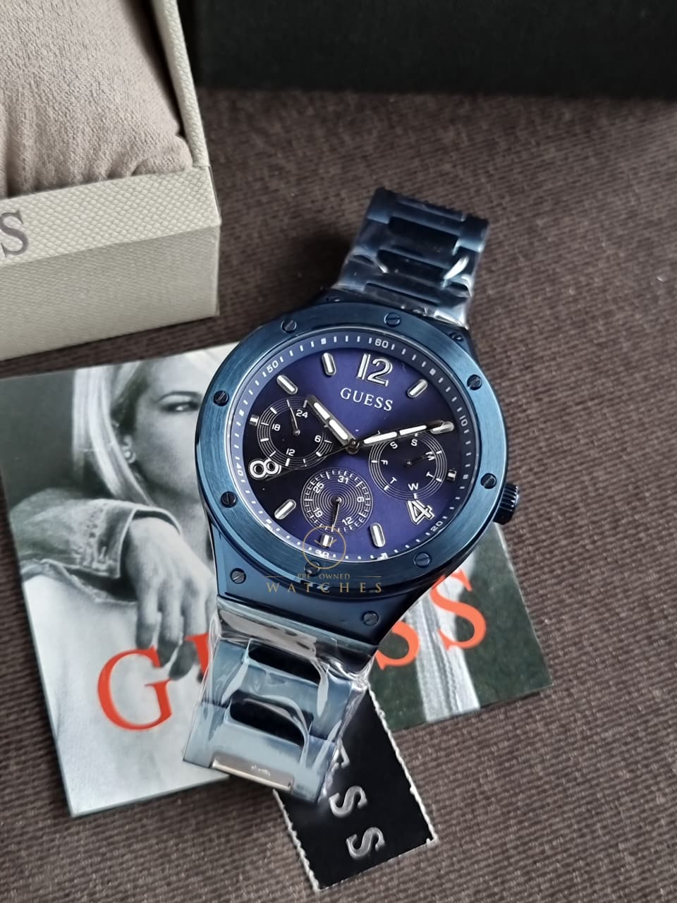 Guess Men’s Quartz Blue Stainless Steel Blue Dial 44mm Watch GW0454G4
