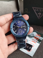 Guess Men’s Quartz Blue Stainless Steel Blue Dial 44mm Watch GW0454G4