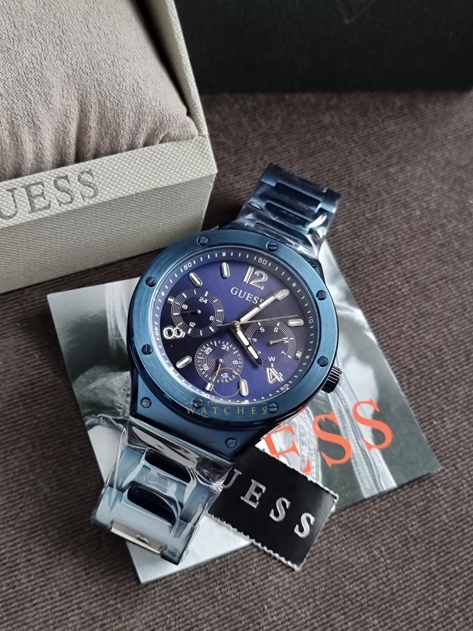 Guess Men’s Quartz Blue Stainless Steel Blue Dial 44mm Watch GW0454G4