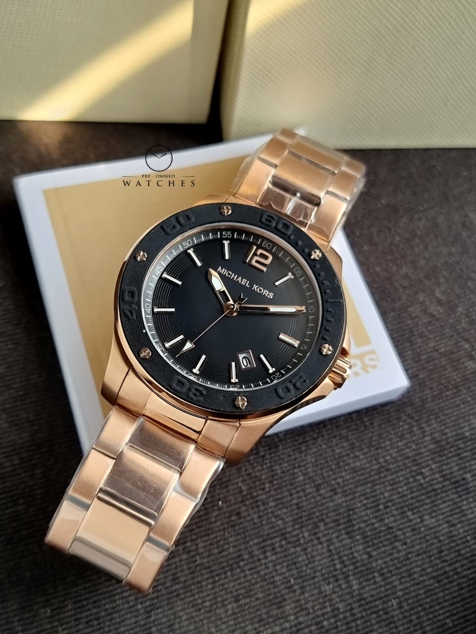 MICHAEL KORS NOLAN MK9098 Stainless Steel Gold Rose Black