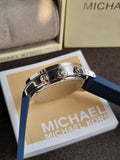 MICHAEL KORS OUTLET Oversized Berkley Silver-Tone and Embossed Silicone Watch
